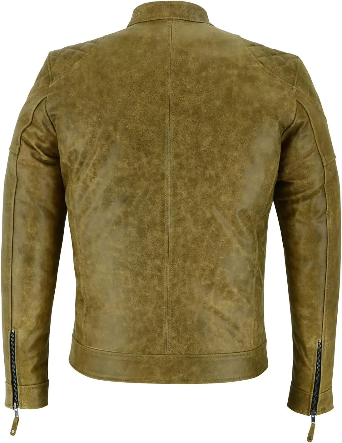A&H Apparel Mens Classic Vintage Two Tone Genuine Top-Grain Cowhide Biker Leather Jacket