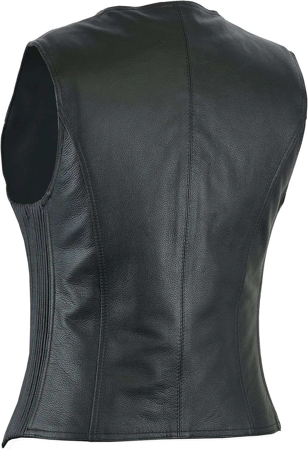 A&H Apparel Womens Bicker Classic Genuine Cowhide Leather Motorcycle Vest side Stretch Panel Gun Pocket Vest