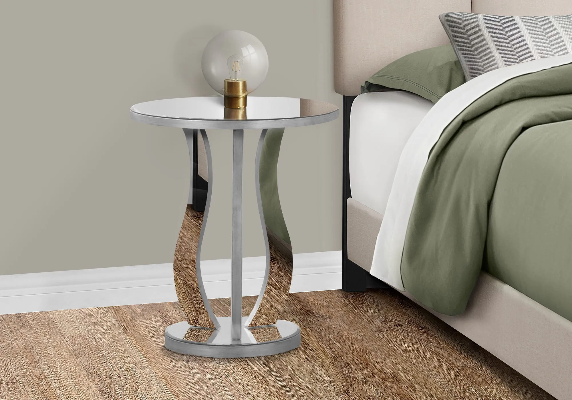 Accent Table, Side Mirror, Transitional - Silver by Couch.com