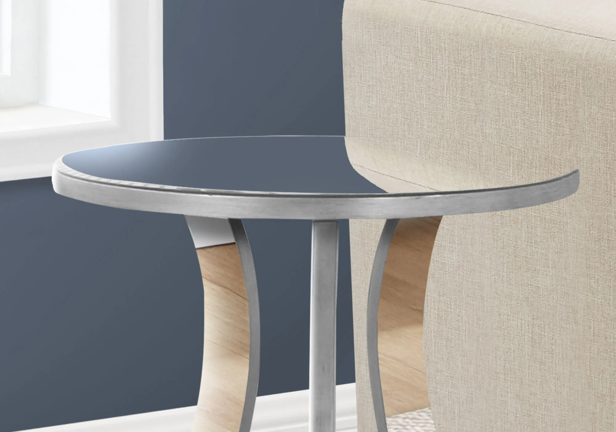 Accent Table, Side Mirror, Transitional - Silver by Couch.com