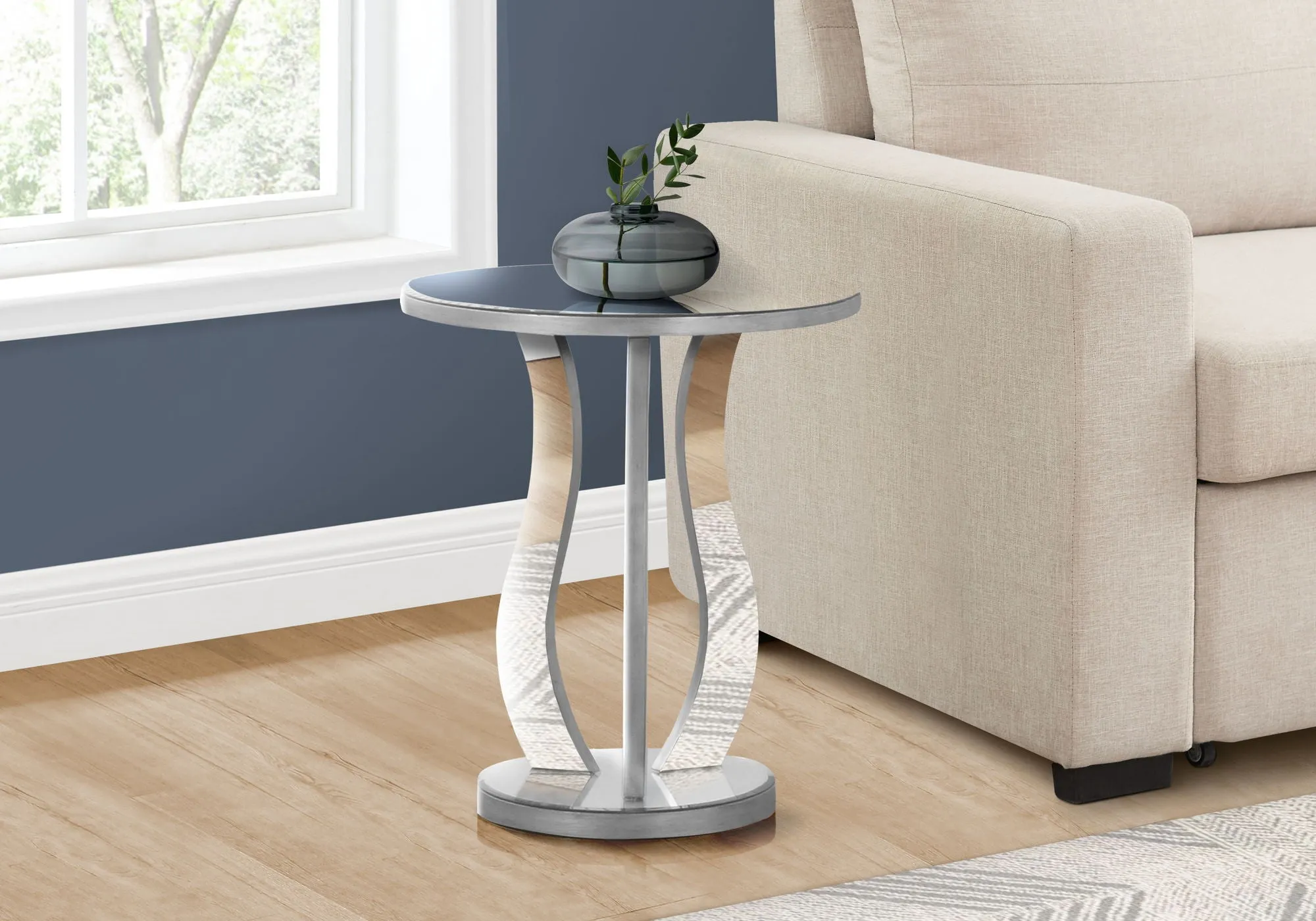 Accent Table, Side Mirror, Transitional - Silver by Couch.com