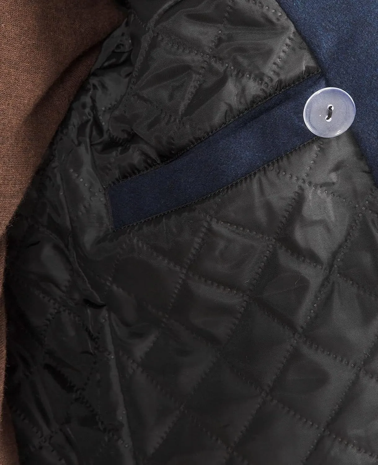 Bonnorth Men's Wool Blend Quilted Lined Double Breasted Pea Coat Winter Warm Classic Notched Collar Overcoat