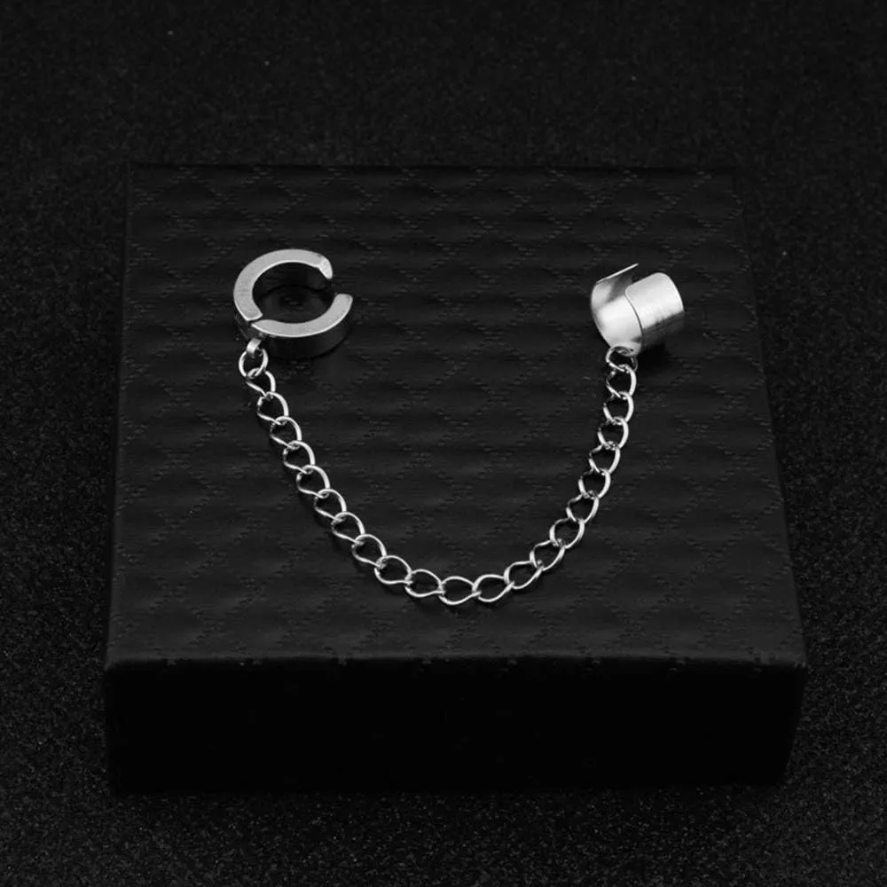 Cartilage Wide Cuff Drop Dangle Small Hoop Earrings for Women Men Boys Punk Hypoallergenic Stainless Steel Clip On Huggie Little Hoops Crawler Climbers Threader Chain Earrings Son