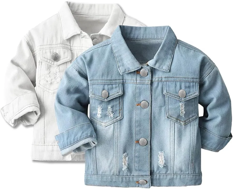 Cromoncent 2 Pieces Kids Classic Denim Jacket for Boys Girls