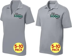Custom Embroidered Polo Shirts for Women & Men, 5 or 10 Pack - Add Your Logo - Personalized Embroidery Polo Tees