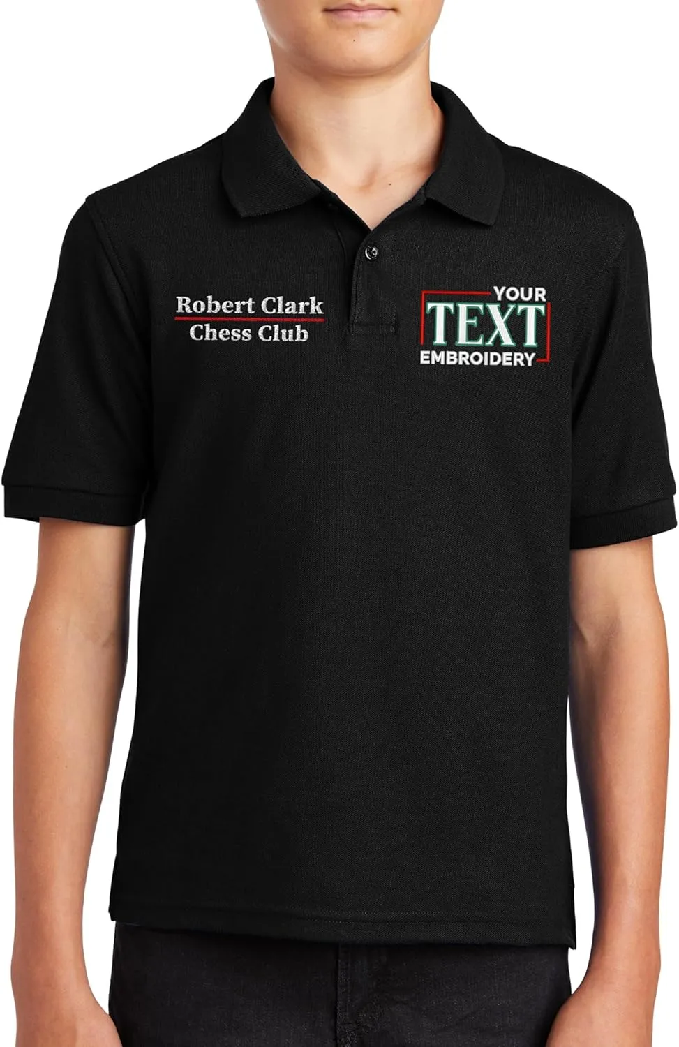 Custom Embroidered Polo Shirts for Youth Personalized Add Your Text Name Design