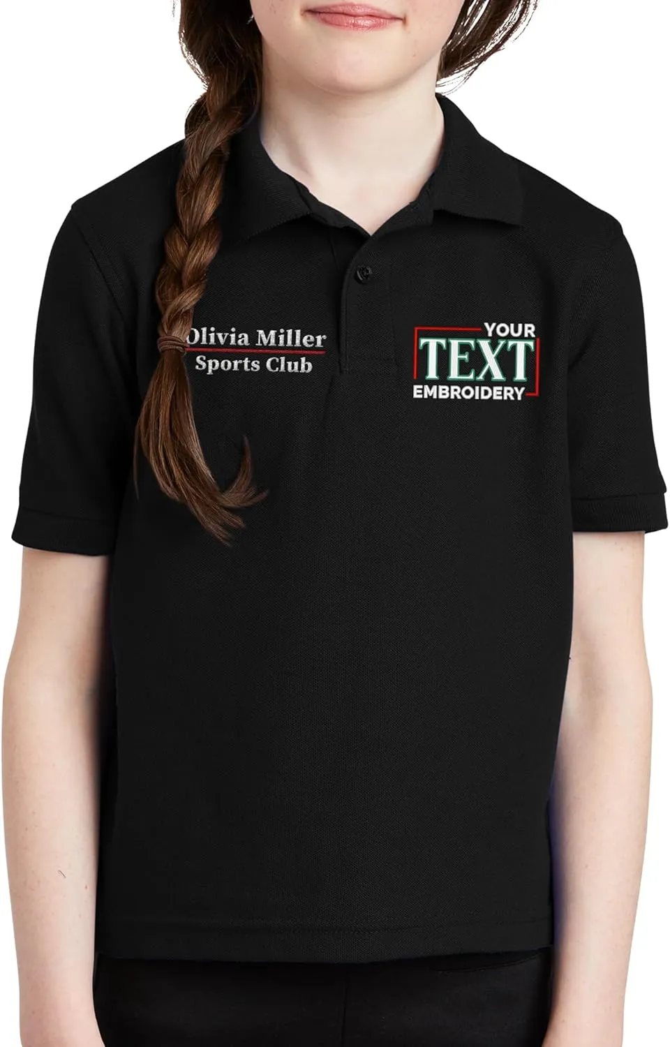 Custom Embroidered Polo Shirts for Youth Personalized Add Your Text Name Design