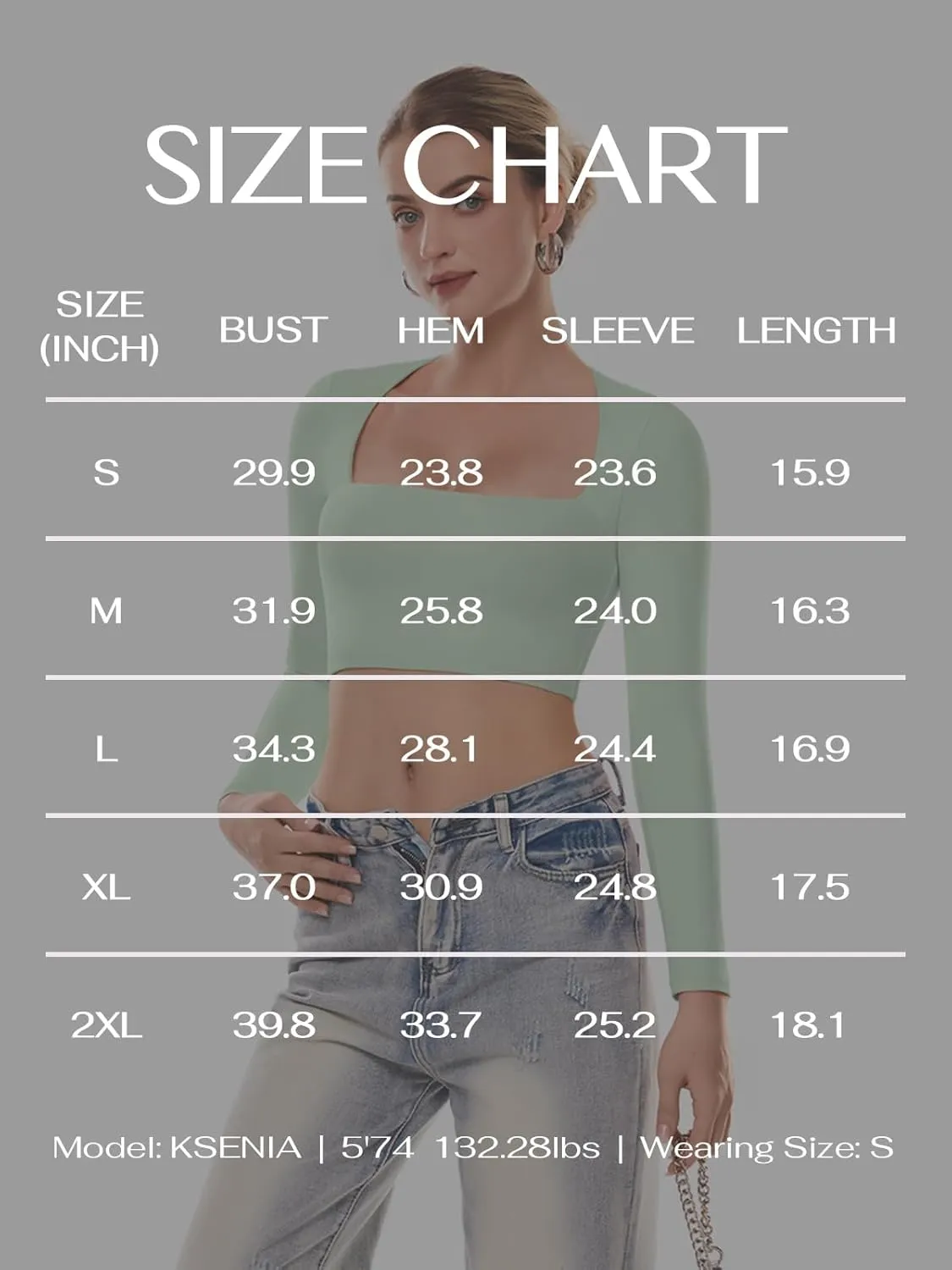 Cyanstyle Women's Sexy Square Neck Crop Tops Double Lined Long Sleeve Y2K Going Out T Shirts