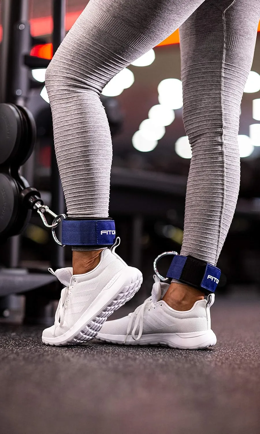 Fitgriff Ankle Straps V2 for Cable Machine (2 Pieces) - Gym Workout Equipment - Leg Pulley Attachment, Kickback Straps