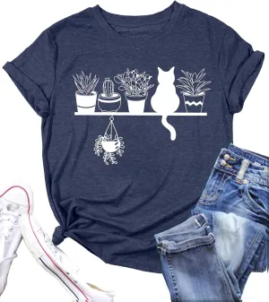 Garden Plant Shirt for Women Easily Distracted by Plants Graphic Tees Gardening Plant Lover Gifts Blouse Tops