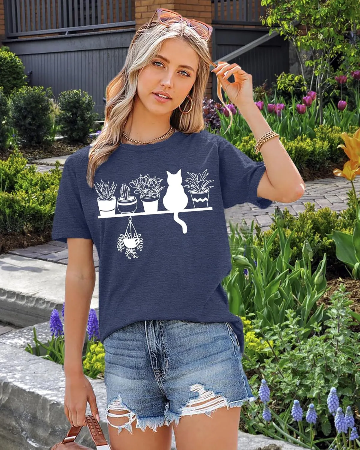 Garden Plant Shirt for Women Easily Distracted by Plants Graphic Tees Gardening Plant Lover Gifts Blouse Tops