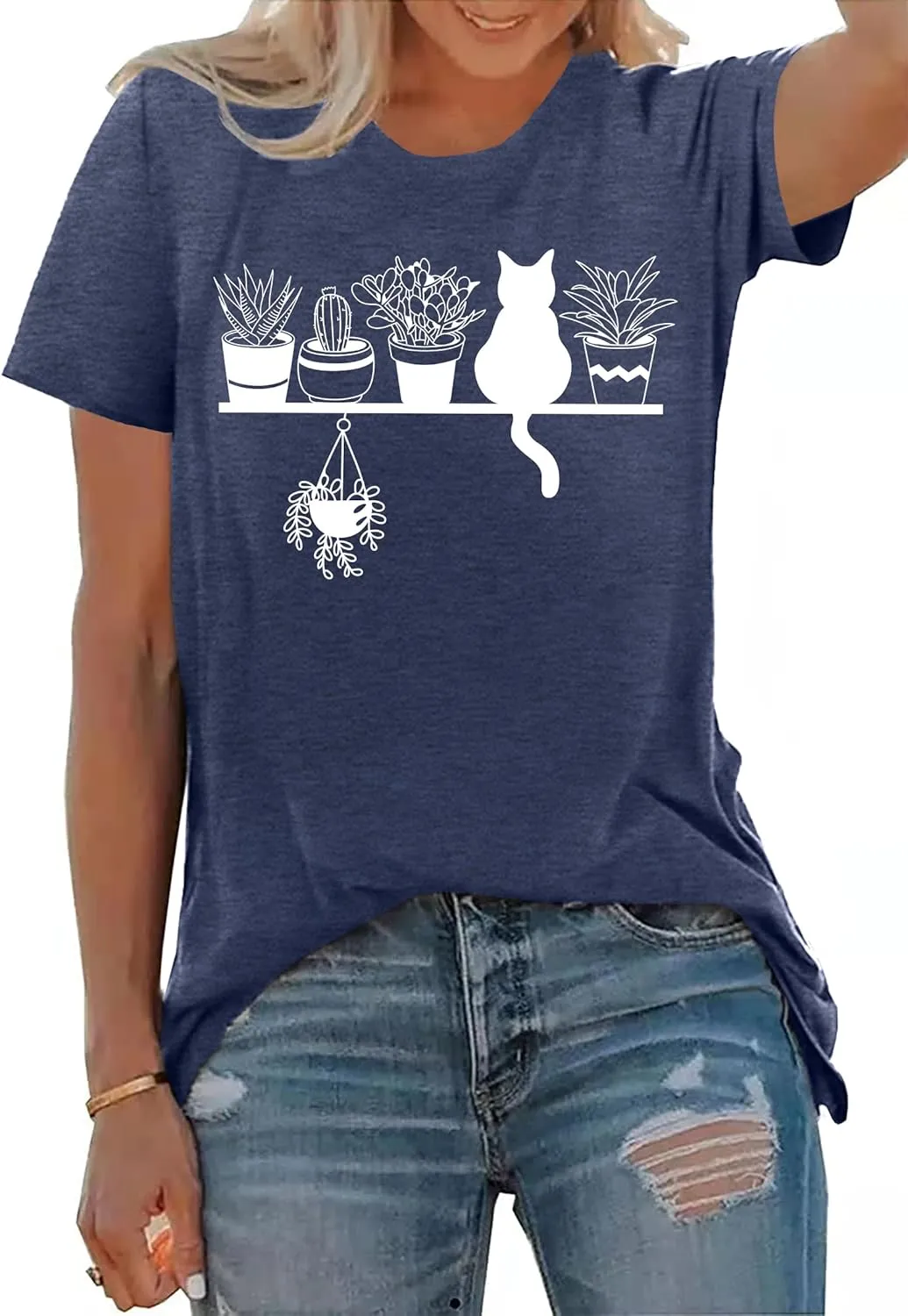 Garden Plant Shirt for Women Easily Distracted by Plants Graphic Tees Gardening Plant Lover Gifts Blouse Tops