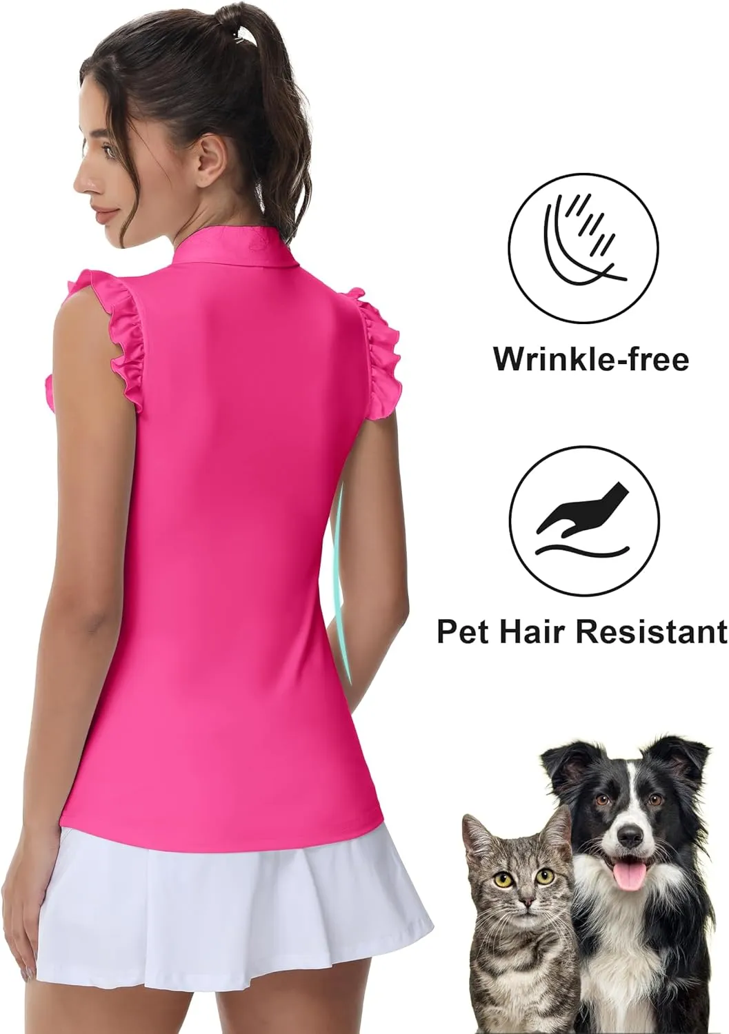 Gloryday Womens Sleeveless Golf Shirt Ruffle Sleeve Polo Shirts Moisture Wicking Golf Apparel Tennis Shirts Golf Tank Tops