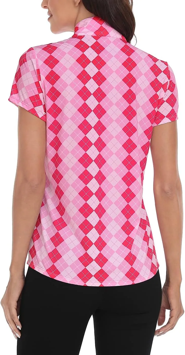 LRD Women's Golf Polo Shirts Short Sleeve Tennis Shirt UPF 30 Quarter Zip Up