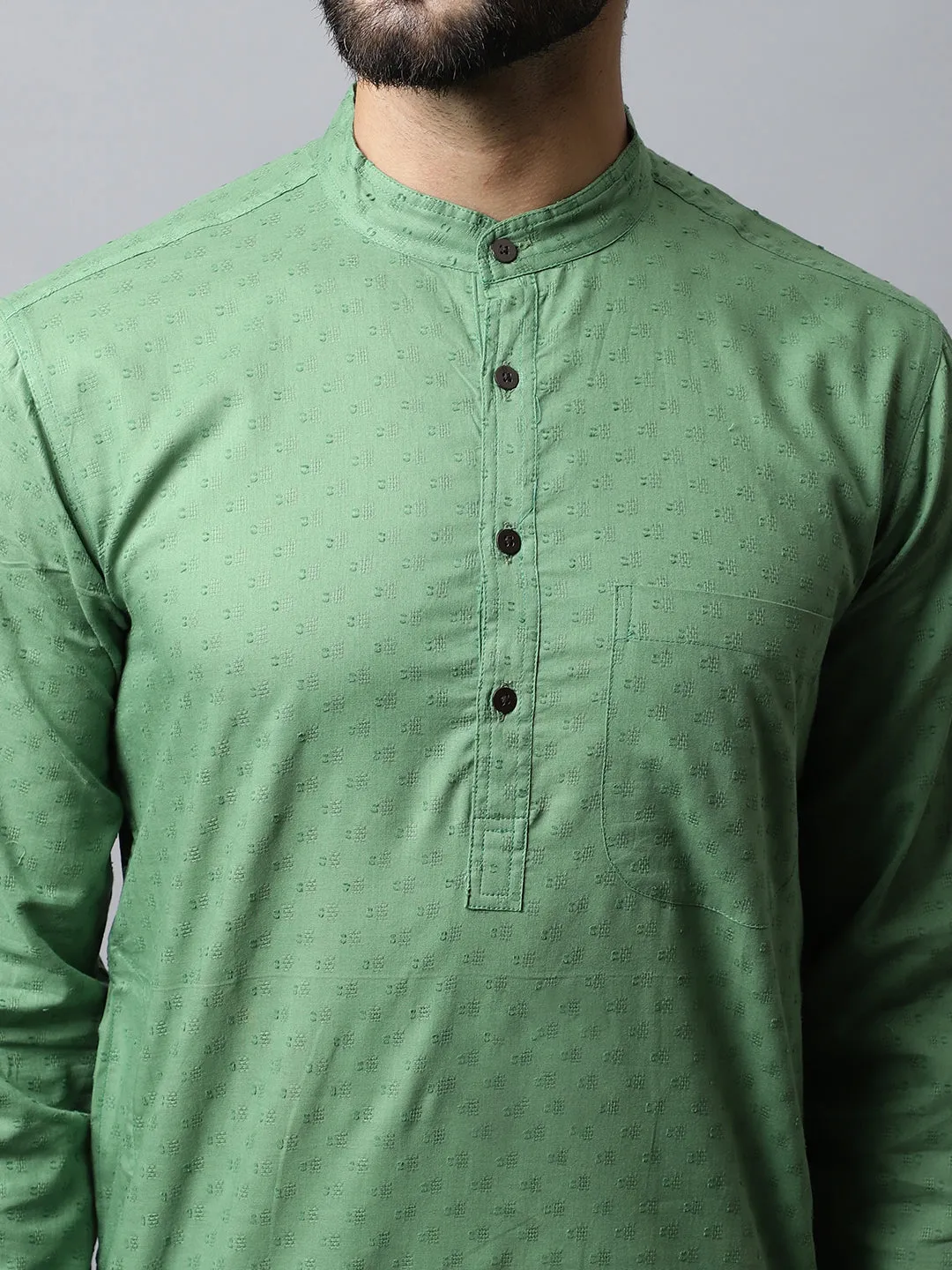 Men's Solid Kurta With Band Collar - Even Apparels