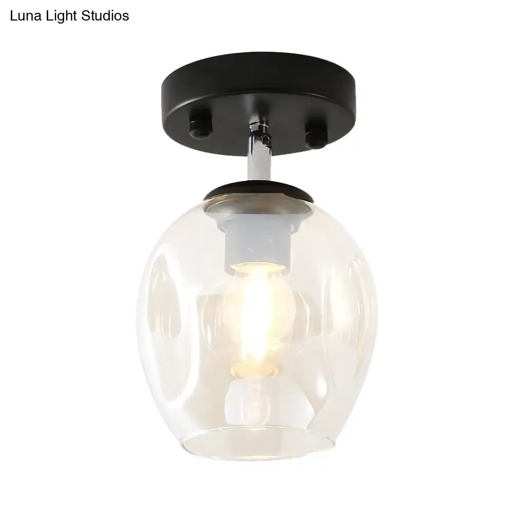 Modern Black/Gold Carafe Semi Flush Light - 1 Light, Clear/Amber/Smoke Gray Glass Shade