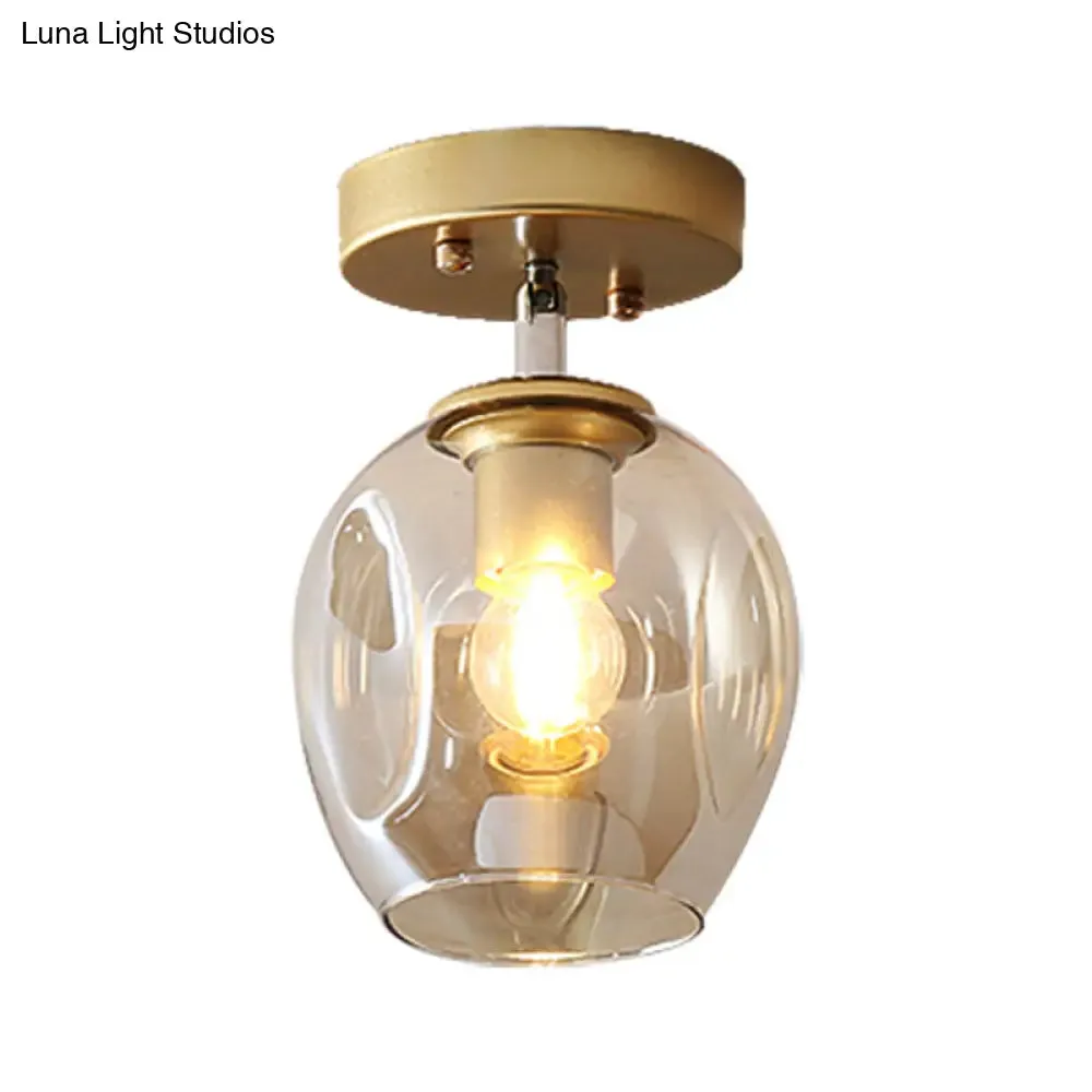 Modern Black/Gold Carafe Semi Flush Light - 1 Light, Clear/Amber/Smoke Gray Glass Shade