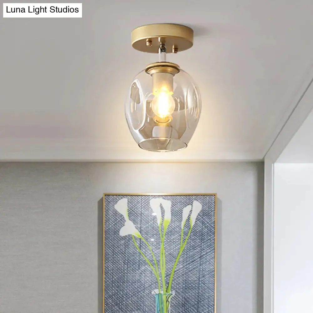 Modern Black/Gold Carafe Semi Flush Light - 1 Light, Clear/Amber/Smoke Gray Glass Shade