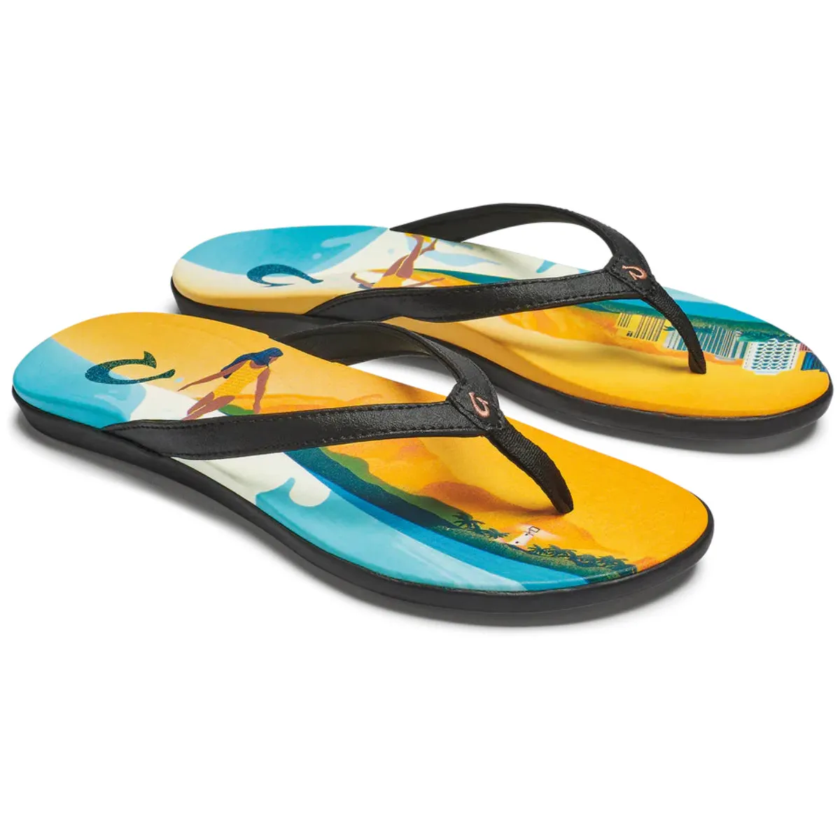 OluKai Women's Ho’ōpio Pae Sandals - Black/Pae