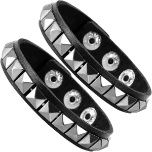 PU Leather Spike Bracelet for Men Women Punk Gothic Cuff Bangle Adjustable Spiked Studded Bracelet Black Wristband