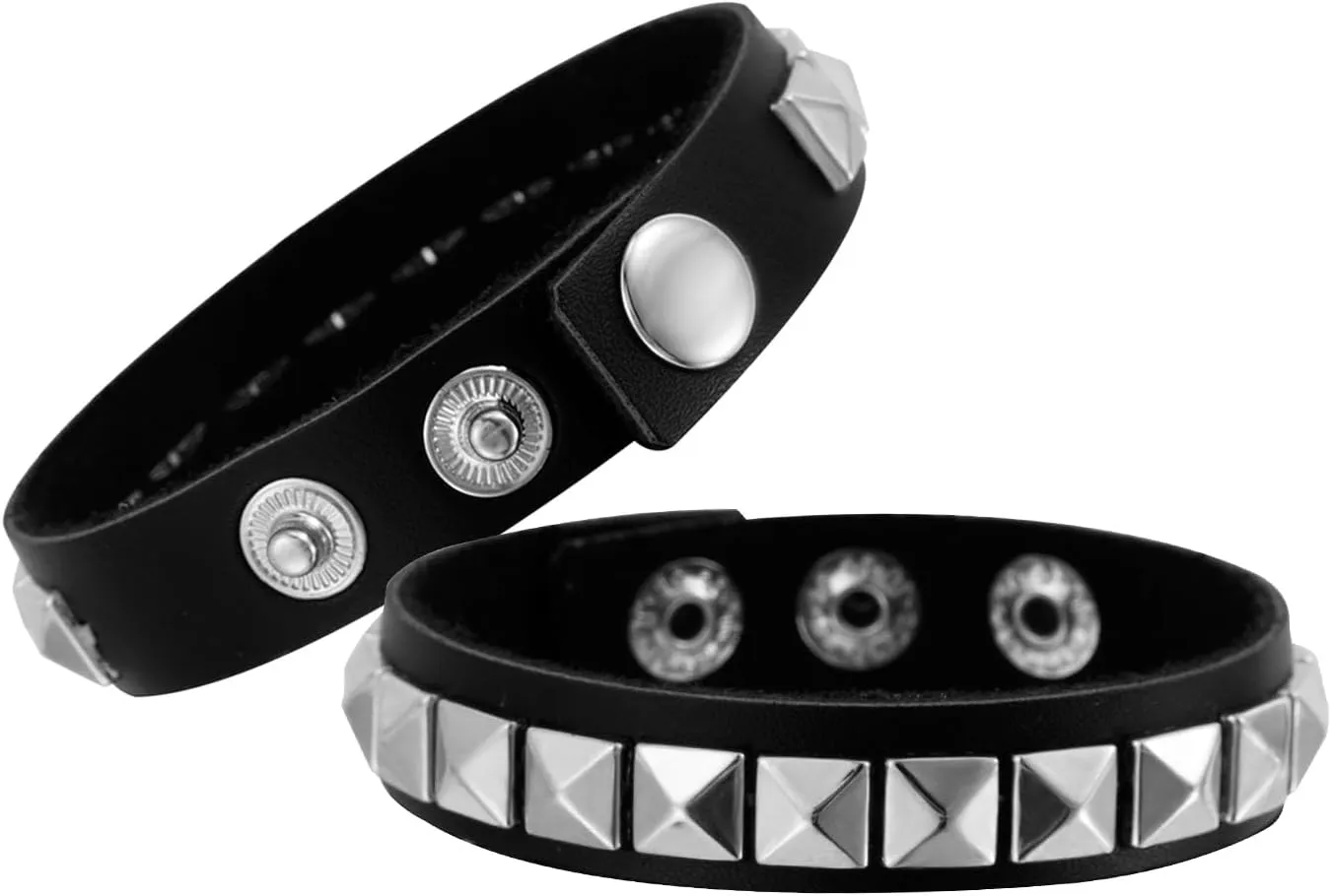 PU Leather Spike Bracelet for Men Women Punk Gothic Cuff Bangle Adjustable Spiked Studded Bracelet Black Wristband