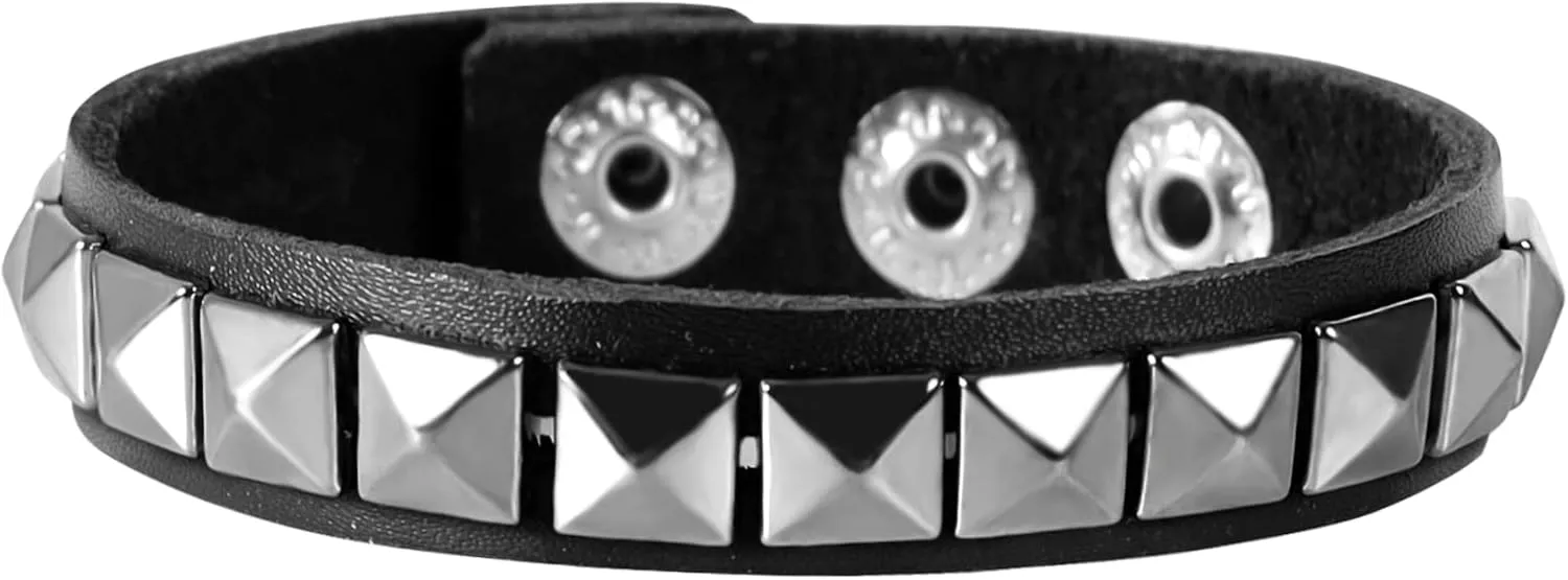 PU Leather Spike Bracelet for Men Women Punk Gothic Cuff Bangle Adjustable Spiked Studded Bracelet Black Wristband