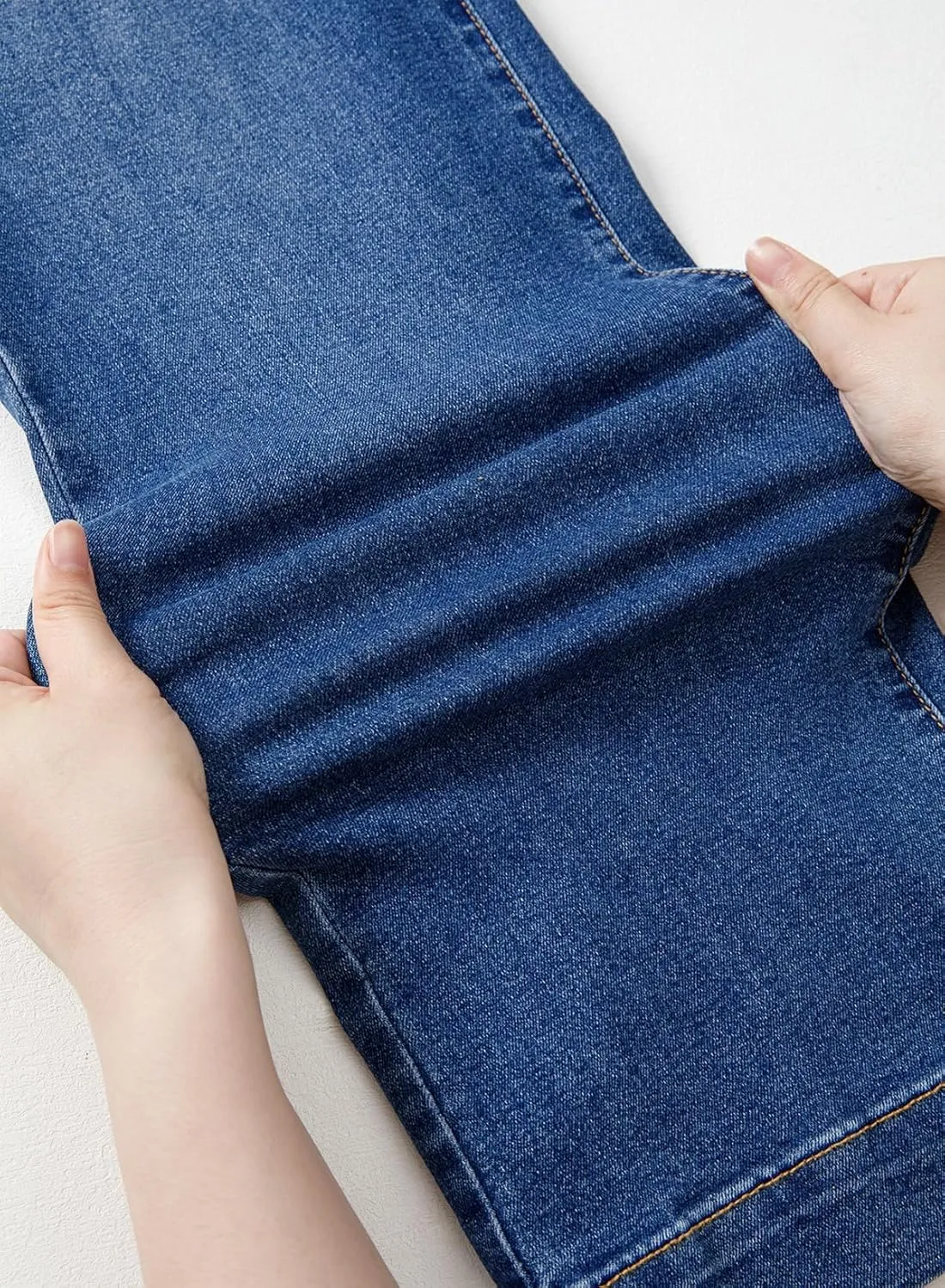 Sidefeel Women's High Waisted Straight Leg Jeans Stretchy Tummy Control Wide Leg Denim Pants with Pockets