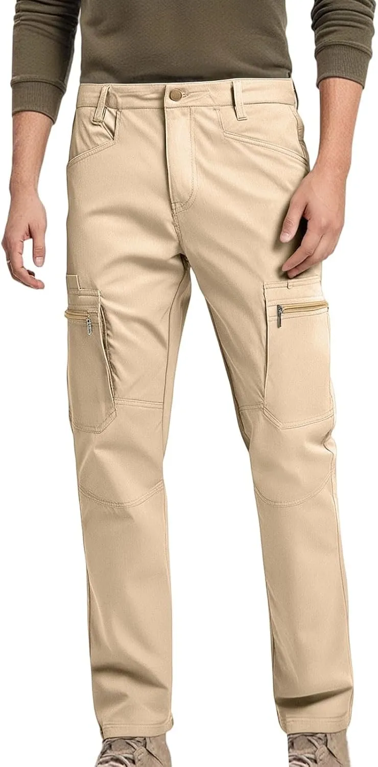 Tactical Work Cargo Pants for Men Ripstop Waterproof Stretch Pants with Packets Zipper Relaxed Fit Utility Outdoor Apparel