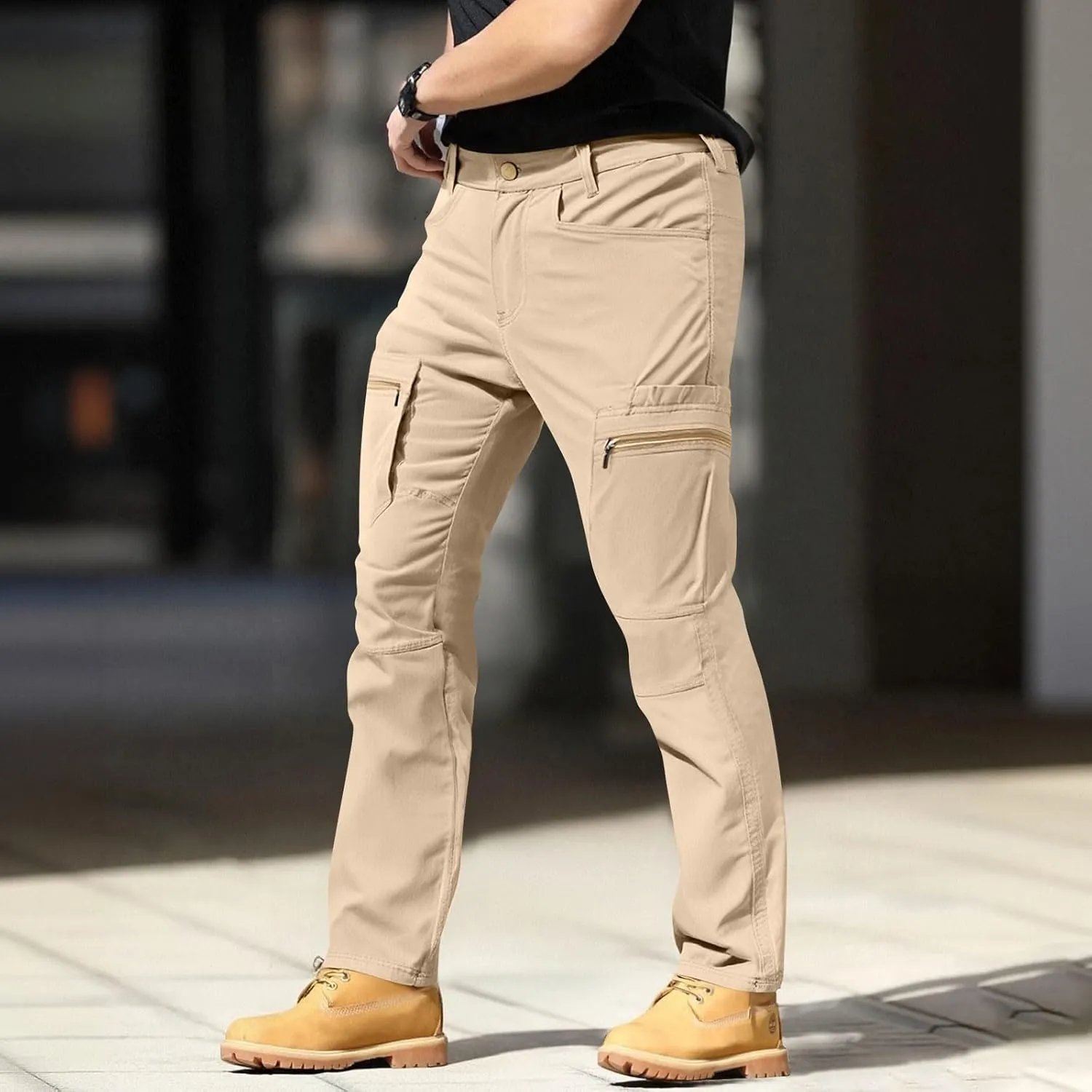 Tactical Work Cargo Pants for Men Ripstop Waterproof Stretch Pants with Packets Zipper Relaxed Fit Utility Outdoor Apparel