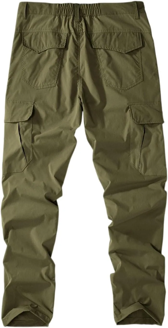 Tactical Work Cargo Pants for Men Ripstop Waterproof Stretch Pants with Packets Zipper Relaxed Fit Utility Outdoor Apparel