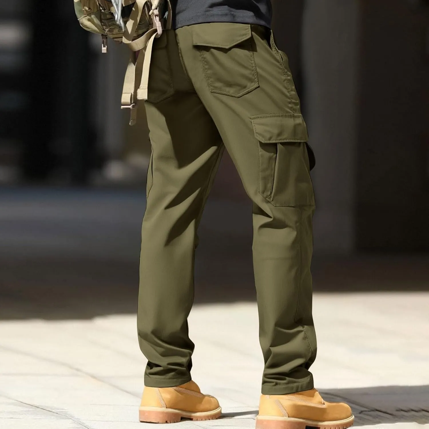 Tactical Work Cargo Pants for Men Ripstop Waterproof Stretch Pants with Packets Zipper Relaxed Fit Utility Outdoor Apparel