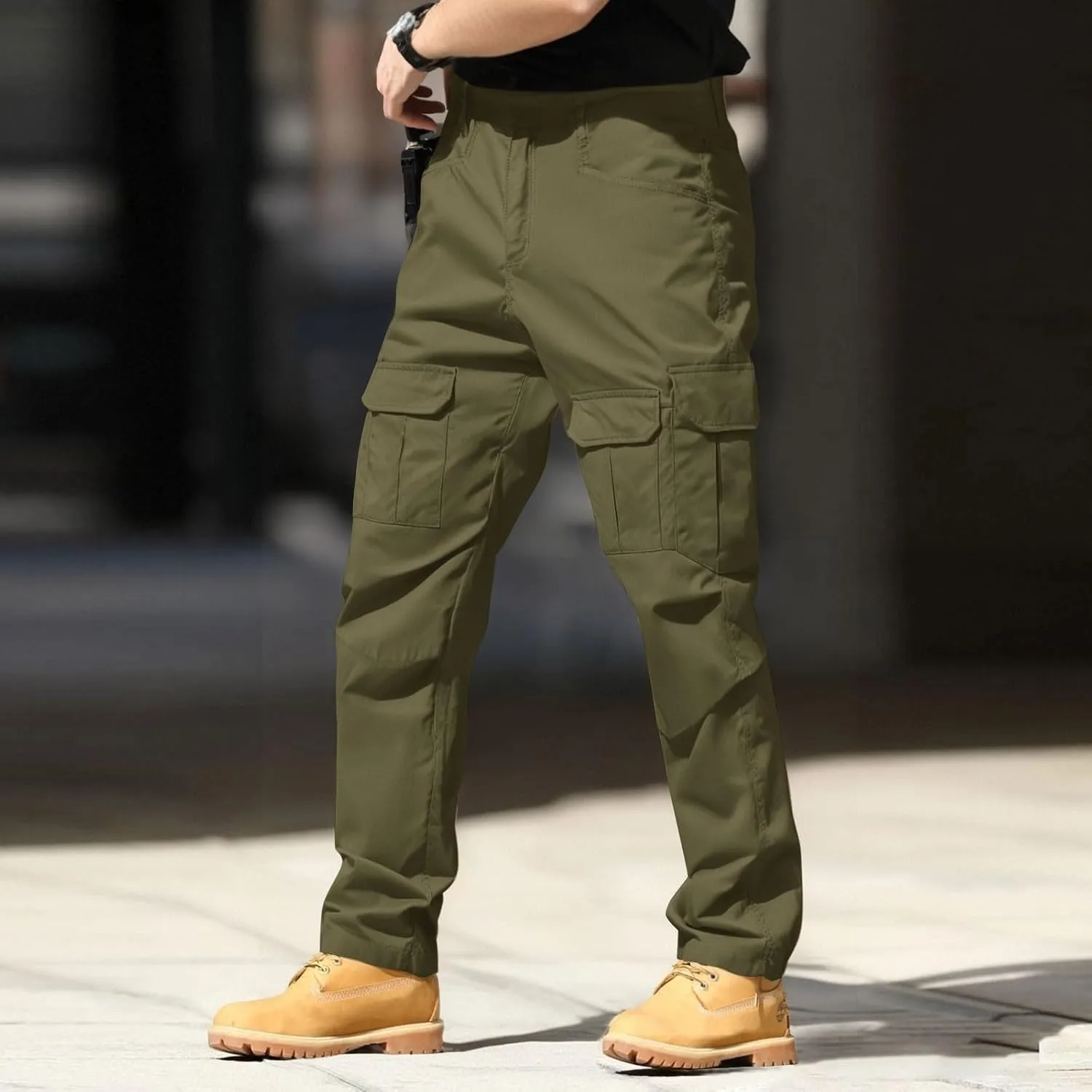 Tactical Work Cargo Pants for Men Ripstop Waterproof Stretch Pants with Packets Zipper Relaxed Fit Utility Outdoor Apparel
