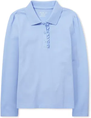 The Children's Place Girls' Long Sleeve Ruffle Pique Polo