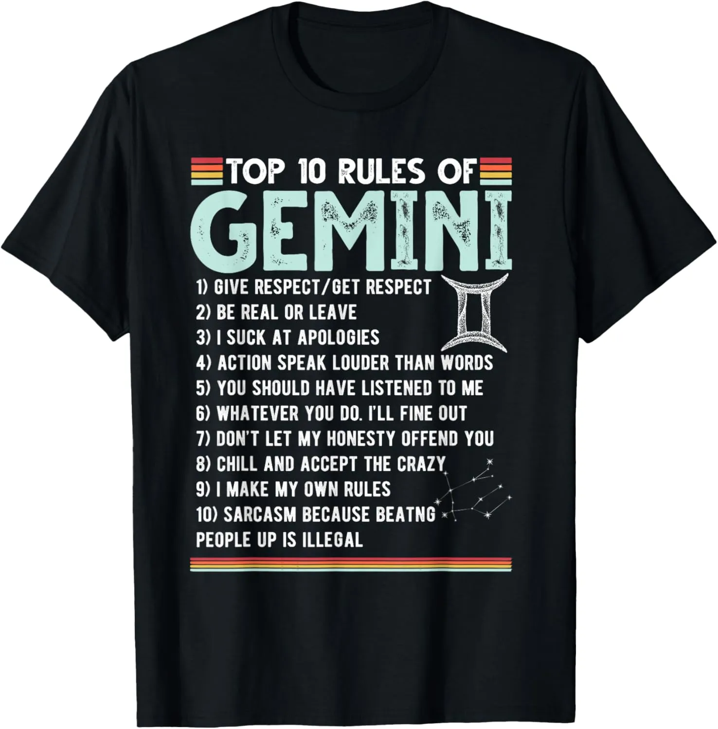 Vintage Astrology May June birthday Zodiac sign retro Gemini T-Shirt