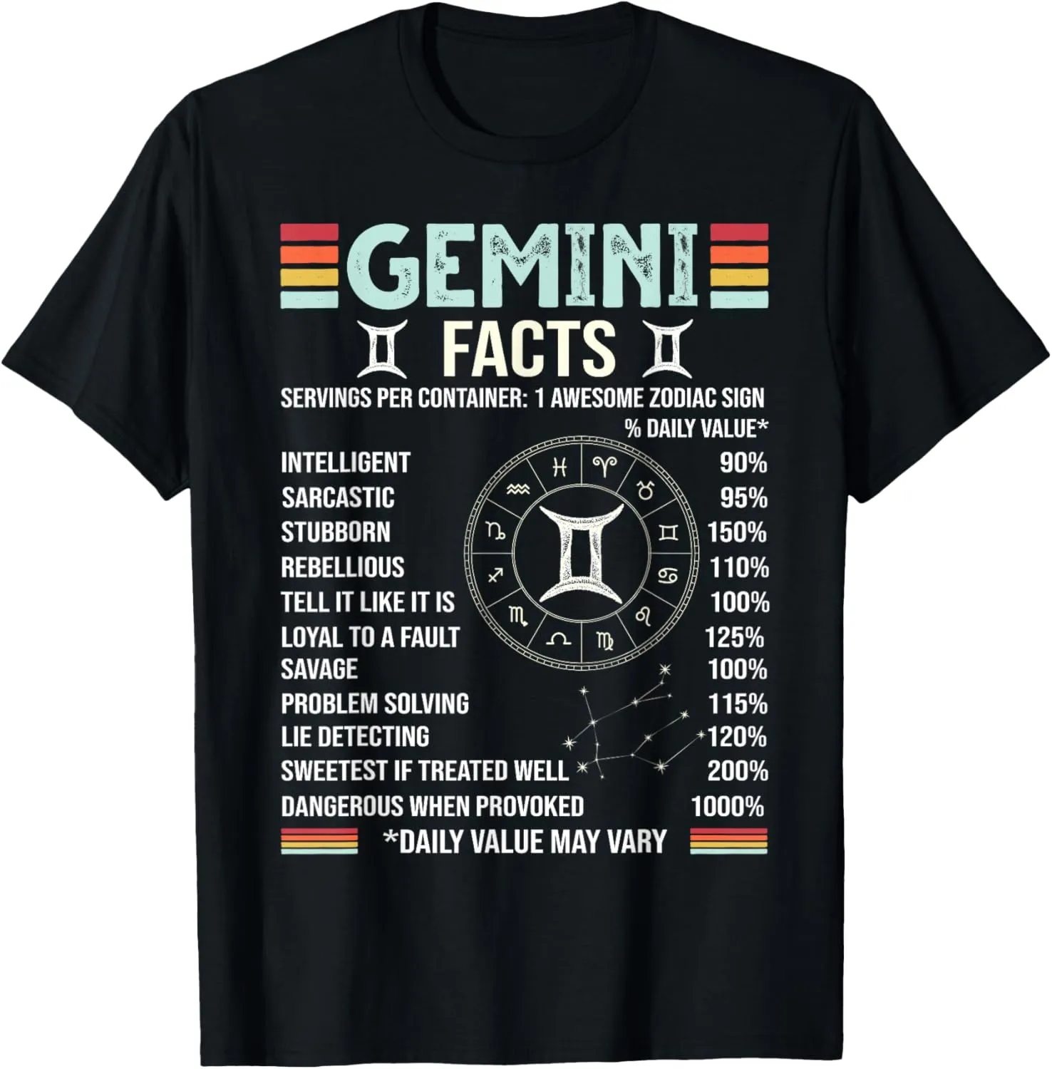 Vintage Astrology May June birthday Zodiac sign retro Gemini T-Shirt