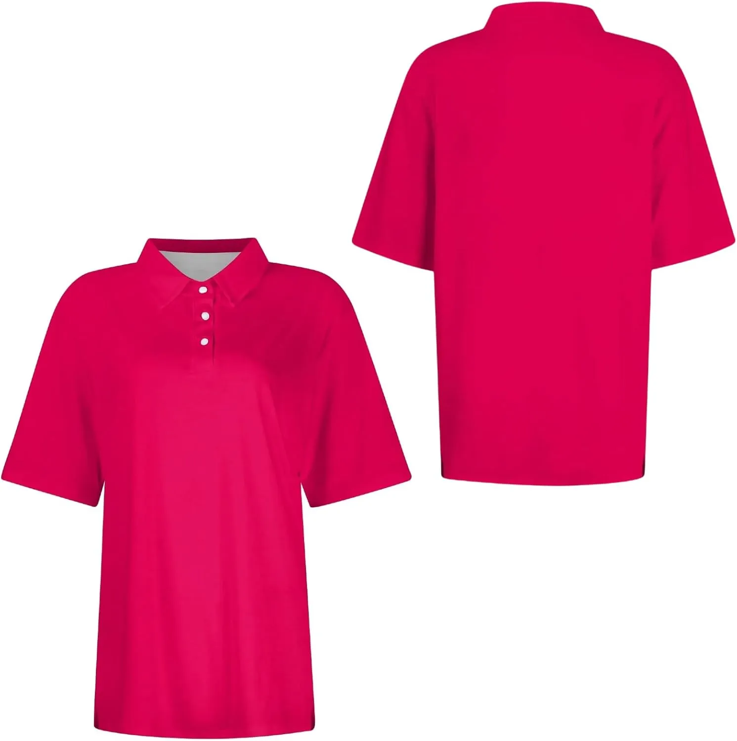 Womens Polo Tees Short Sleeve Casual Loose V Neck Button Down Business Work Shirts Summer Spring Tops