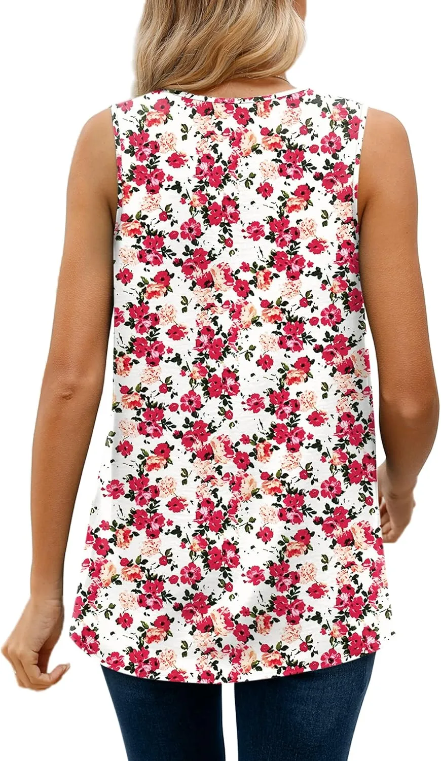 XIEERDUO Women's V Neck Chiffon Tank Top Sleeveless Work Office Pleated Blouses Tops