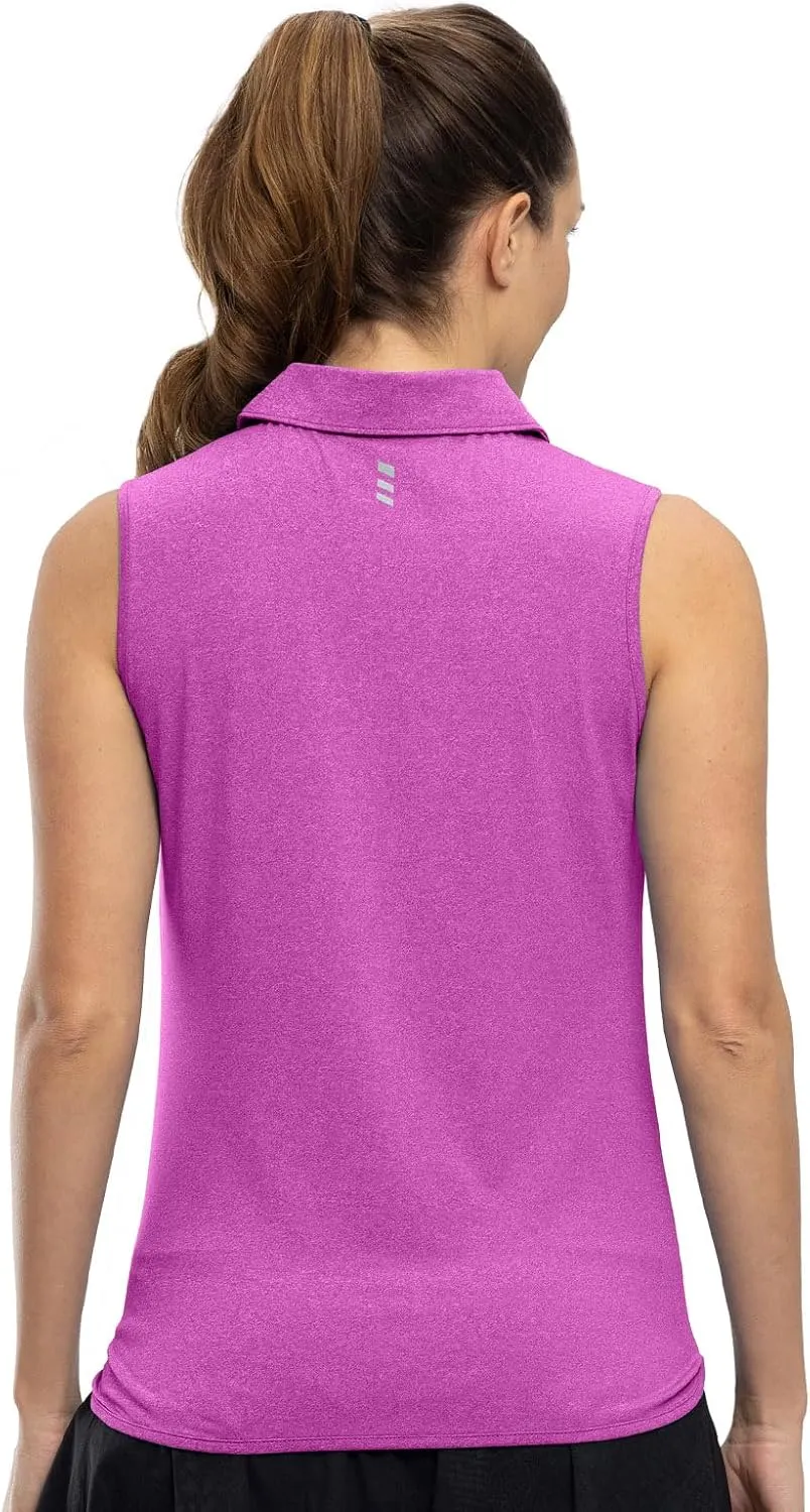 YSENTO Women's Sleeveless Golf Shirts Tops Clothes Collared 1/4 Zip Quick Dry Tennis Polo Shirts Apparel